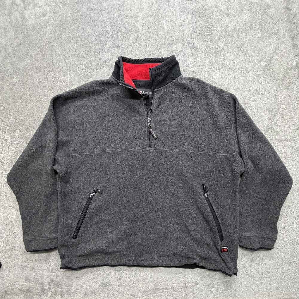 Outersport Sweatshirt Mens XL Gray Fleece Quarter Zip Mock Neck Pockets‎
